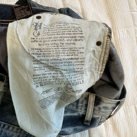 Akoo Brand Jeans Men’s Size 36x29 Distressed Streetwear Style Acid Wash Bleached - Picture 10 of 15